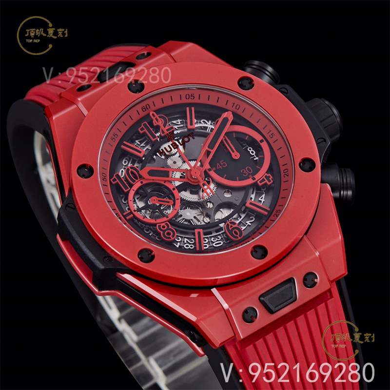 彩色陶瓷工藝展現-BBF廠宇舶恒寶big bang大爆炸法拉利紅色復刻表-復刻表