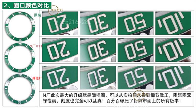 N廠(chǎng)復(fù)刻V11升級(jí)版勞力士綠水鬼對(duì)比正品及市場(chǎng)版本評(píng)測(cè)-復(fù)刻表