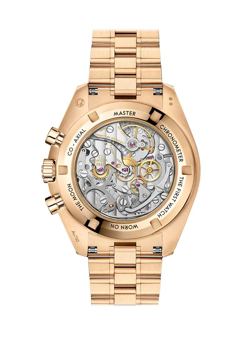 Moonshine?金材質/3861手動上鍊機芯/時、分、小秒顯示/計時碼錶功能/藍寶石水晶鏡面、透明底蓋/防水50米/錶徑42mm/參考價:HKD315,900(OMEGA) ROLEX vs OMEGA|5大對應手表決高下Daytona、水鬼、OP如雙胞胎-復刻表