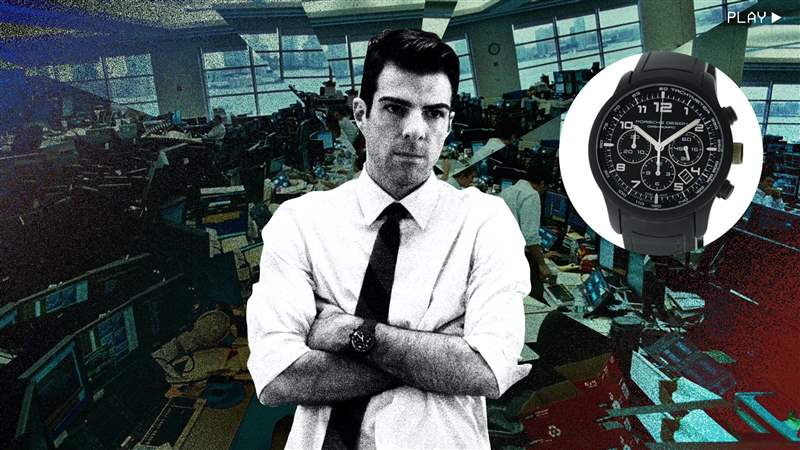 看電影扎卡里·昆托（Zachary Quinto）在“追加保證金”中佩戴保時捷設(shè)計計時碼表預(yù)測金融危機-復(fù)刻表